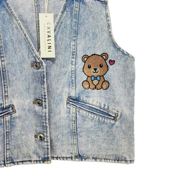 Cavalini Denim Vest With Costume Bear Size Small - Picture 5 of 9